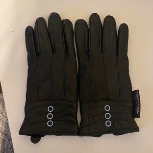 Black leather gloves